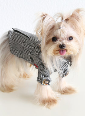 宠物猫狗衣服格子风衣外套