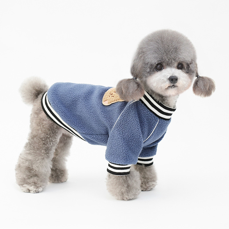 秋冬绣花加厚摇粒绒猫狗两脚衣