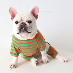 春夏法斗七彩双色睡衣棉四脚衣胖狗狗衣服恶霸英斗巴哥家居空调服