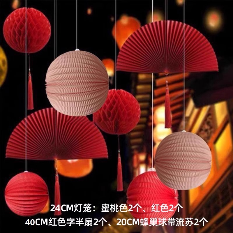 纸质圆形中秋橱窗大红灯笼