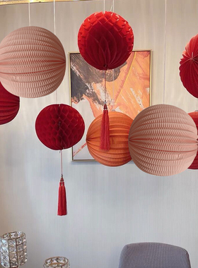 2026马年新年元旦节美陈店铺橱窗珠宝店商场装饰布置红色灯笼吊饰