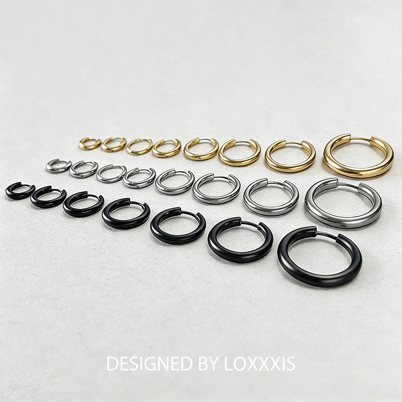 Loxxxis 你想要的颜色和尺寸都在这 素圈耳环钛钢不掉色圆圈耳钉