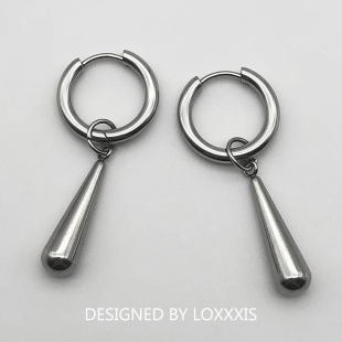 Loxxxis 极简水滴型吊坠耳环 小众设计冷淡风高级感钛钢实心耳坠