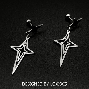 Loxxxis 镂空十字星星耳钉 设计感个性耳环钛钢不掉色小众冷淡风