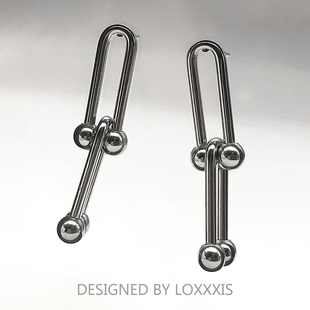 Loxxxis 设计感马蹄扣耳钉 简约ins复古小众冷淡风中性款钛钢耳饰