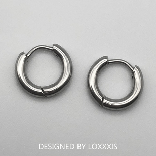 Loxxxis 冷淡风耳钉 极简素圈耳扣钛钢不掉色个性 迷你8mm耳骨环