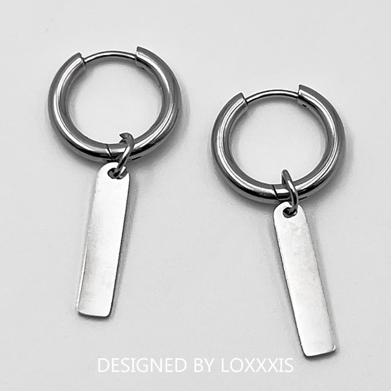 小众设计极简竖牌吊坠耳环