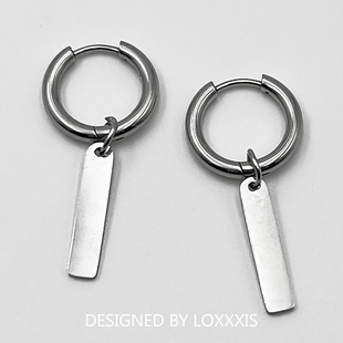 Loxxxis 极简竖牌吊坠耳环 小众设计感欧美嘻哈无性别冷淡风耳钉