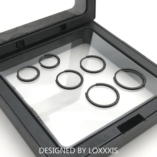 Loxxxis 黑色1.2mm细圈耳环 简约冷淡风百搭素圈男女通用钛钢耳饰