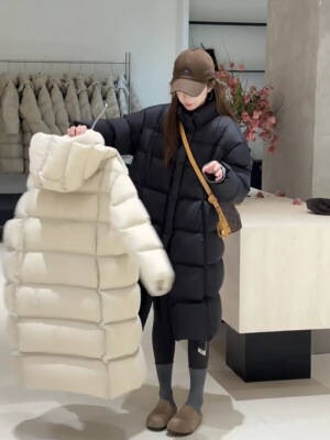 2025冬季新款气质高品质连帽90白鸭绒长款羽绒服女可拆卸连帽外套