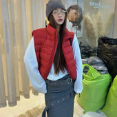 排骨羽绒马甲女短款 2025秋泡芙高端90白鸭绒宽松韩系立领背心外套