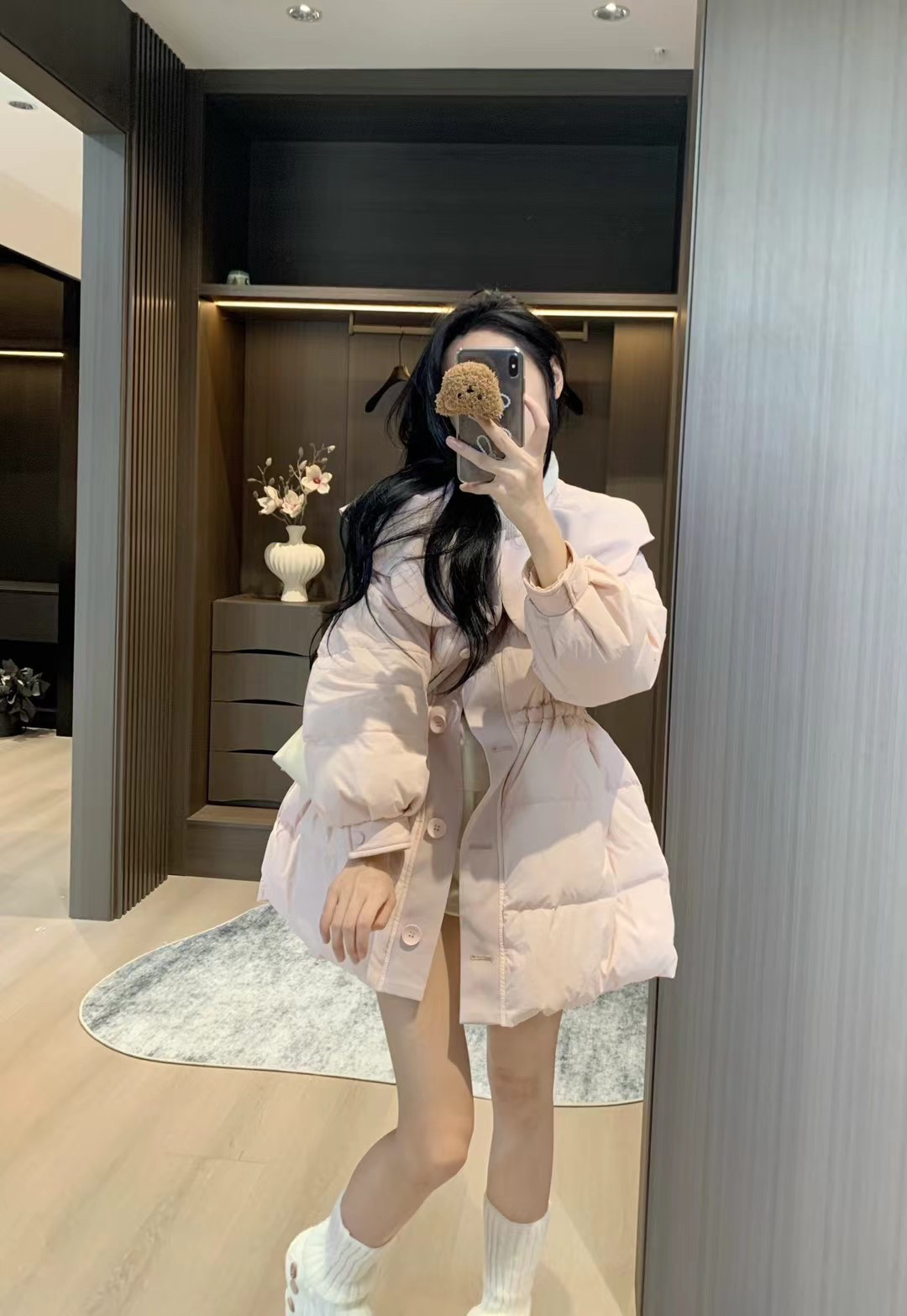 韩系娃娃领羽绒服女冬季新款小个子抽绳收腰显瘦加厚白鸭绒外套潮