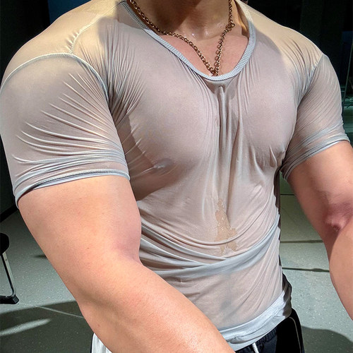 【透肌战神】全透明冰丝健身运动肌底衣男士内衣高弹 第2条5折