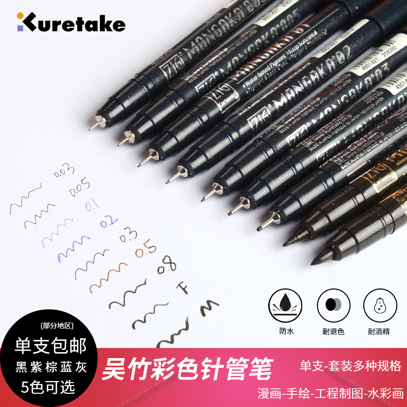 日本吴竹油性不晕染勾线笔