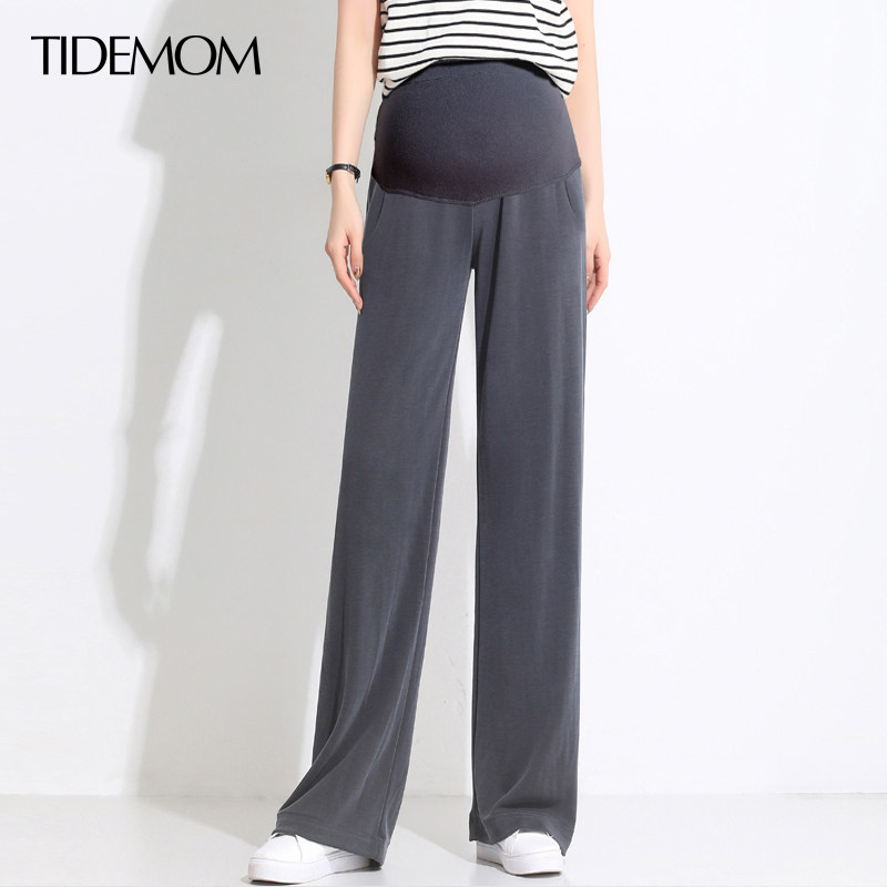 孕伊尚孕妇裤春夏外穿宽松休闲垂感拖地直筒裤子女夏季薄款阔腿裤