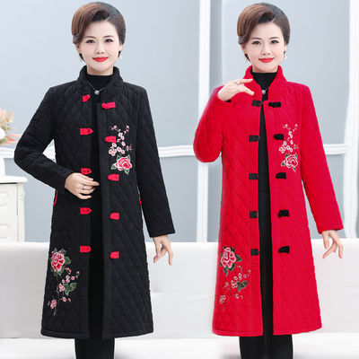 真丝绵中长款文艺复古宽松刺绣