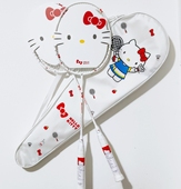 HelloKittyKT凯蒂猫羽毛球拍5U全碳纤维超轻拍学生女生用白色粉色