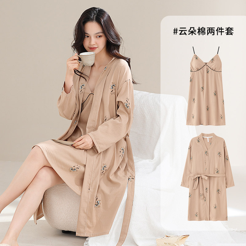 汝斯芬睡袍女长款性感吊带睡裙浴袍2026新款大码纯棉睡衣家居服秋,女士内衣/男士内衣/家居服,睡袍/浴袍,淘宝优惠券,粉丝福利购,淘宝优惠卷