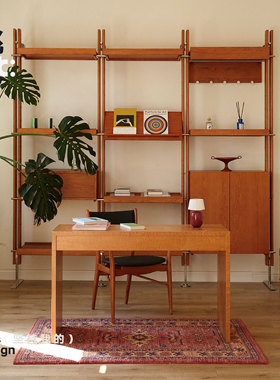 挑时川系列墙单元复古墙面系统置物架组合书架电视墙挂落地墙柜