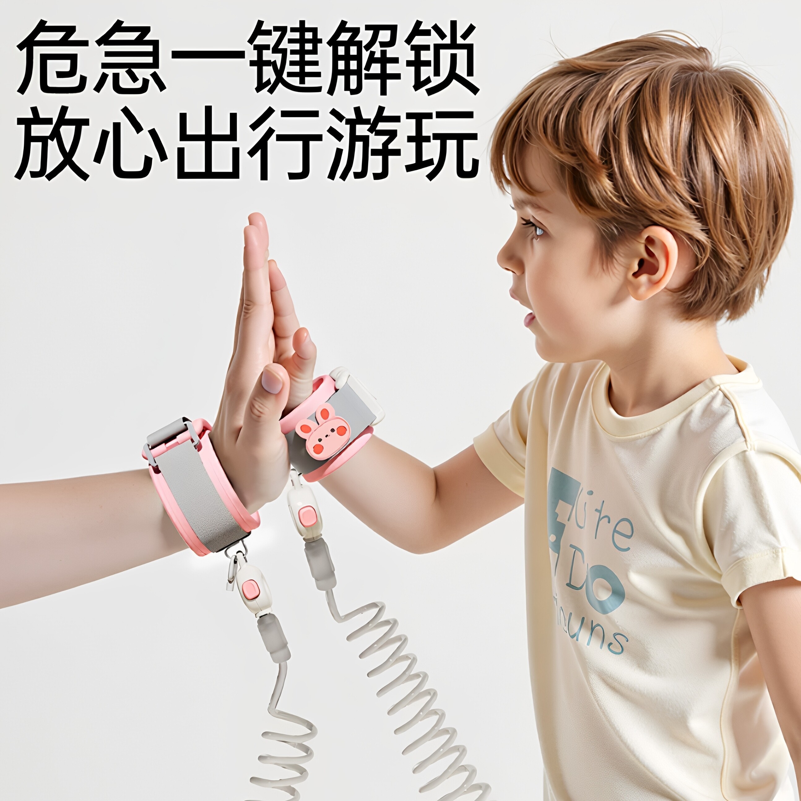 防丢儿童牵引绳可锁电梯一键脱锁