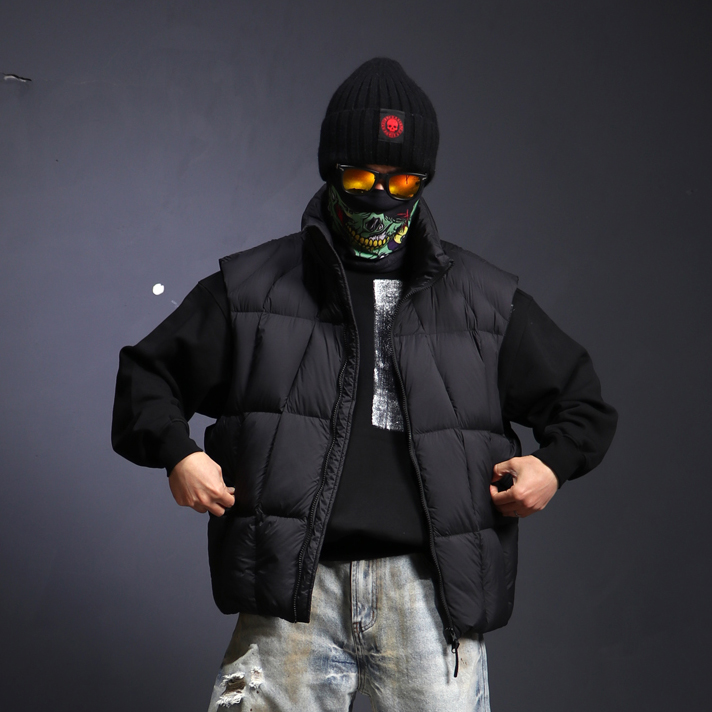 韩国潮牌立领防风保暖蓬松鸭绒高品面包服男士宽松羽绒服马甲外套