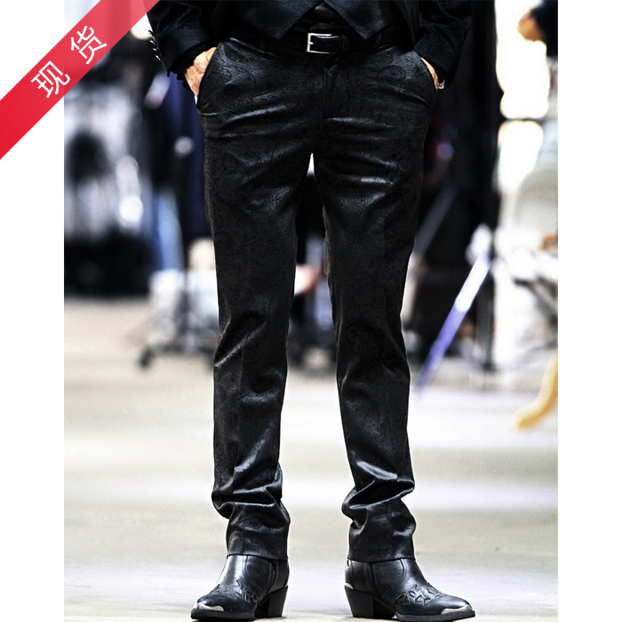 韩国潮牌腰果花直筒商务休闲西裤