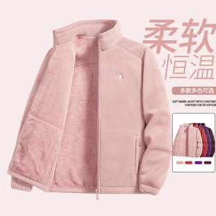 奥利绒抓绒衣女秋冬加绒加厚开衫卫衣摇粒绒30-50岁妈妈冬装外套