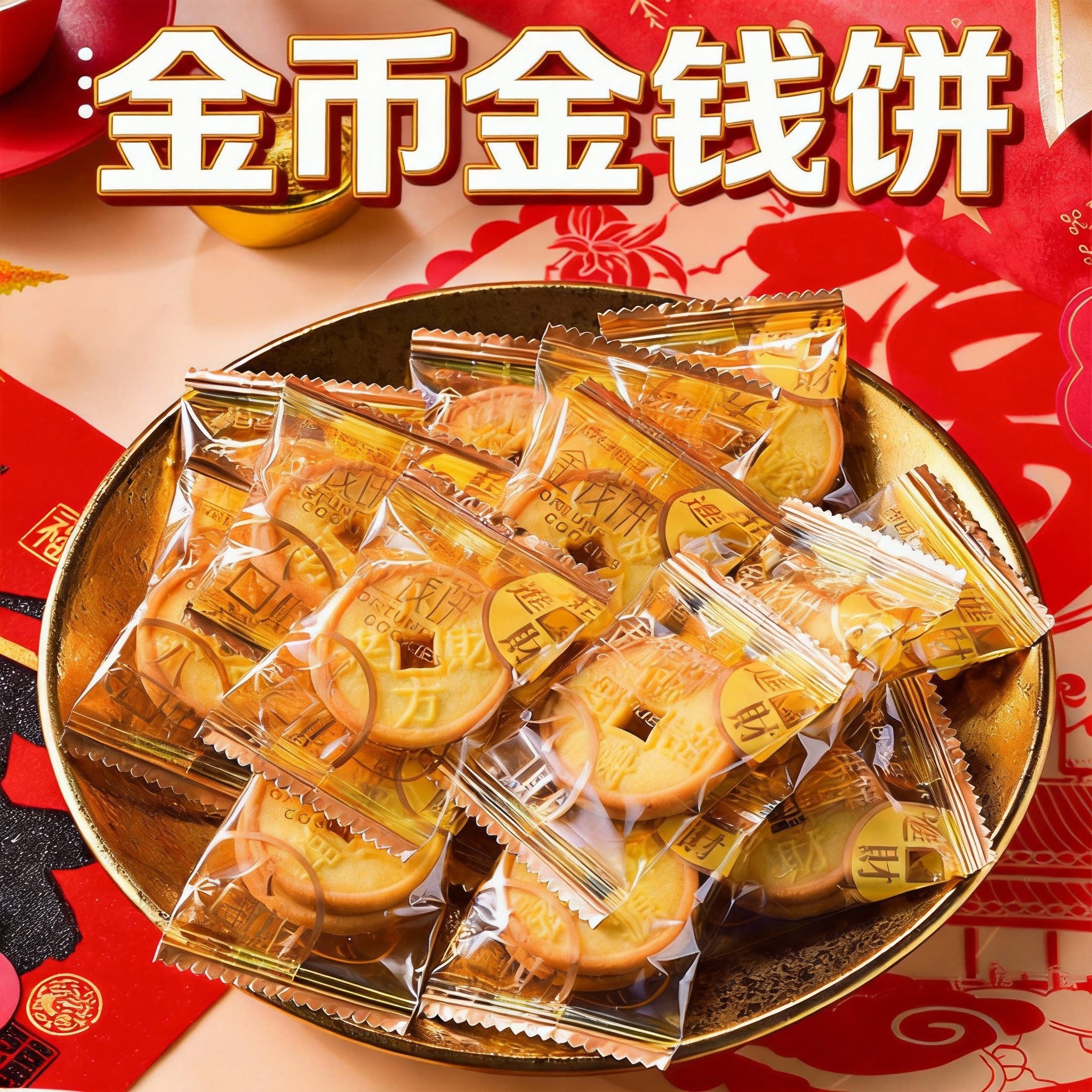 清明节饼干金币金钱饼独立包装开业乔迁拜拜主题祝福零食摆盘喜饼