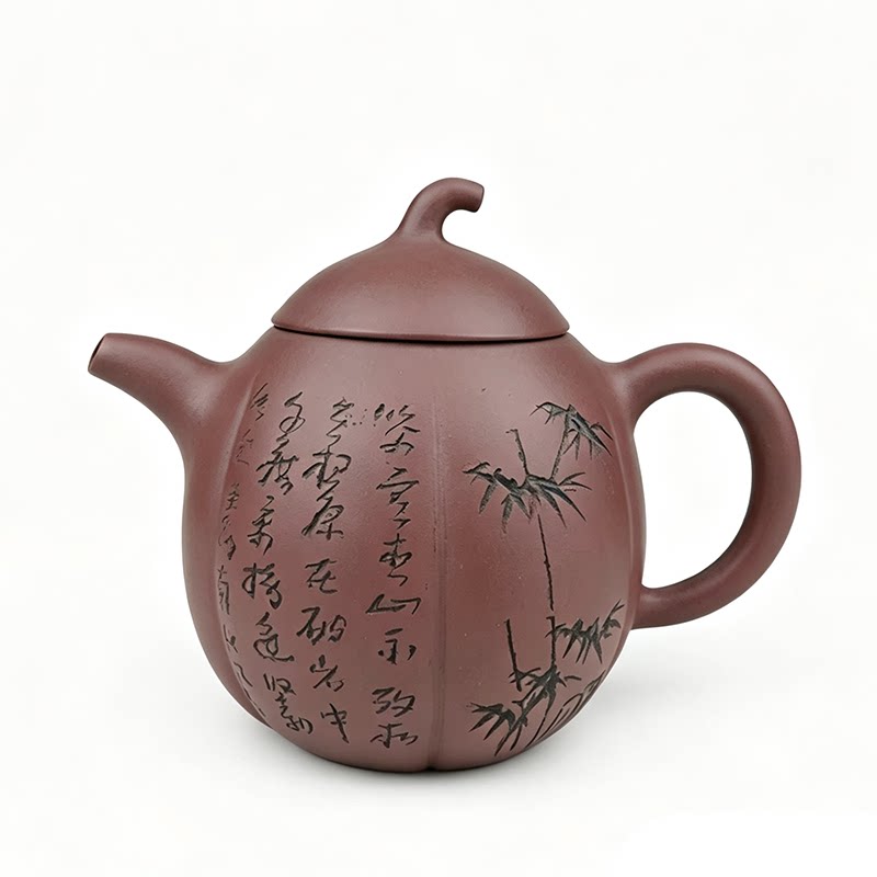 宜兴紫砂壶 工艺师韩培东手工制  段泥寿桃西施 南瓜 石瓢壶200CC