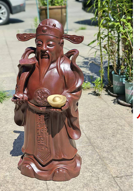 宜兴紫砂摆件财神爷家用风水收藏