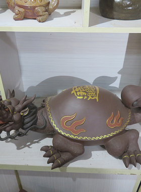 宜兴紫砂摆件雕塑龙龟龙描金款