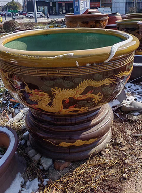 宜兴紫砂金鱼缸大号手工正品