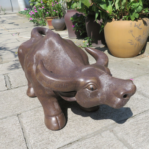 宜兴紫砂摆件雕塑工艺品 正品原矿 古铜泥生肖 水牛大号45CM