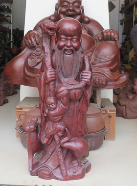 宜兴紫砂摆件寿星大号古董收藏品