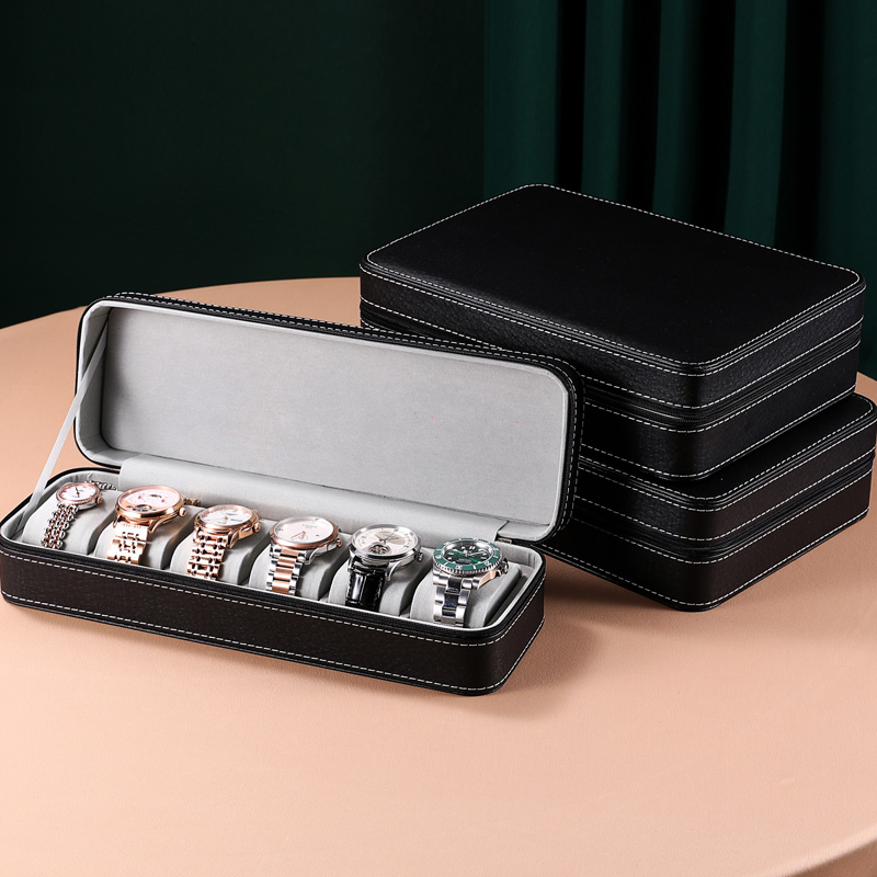 便携式拉链皮质手表收纳盒