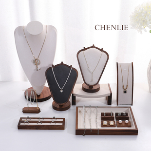 胡桃木首饰展示架人像模特项链陈列架子手链耳环摆摊橱窗柜台摆件
