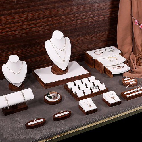 胡桃木首饰展示架项链戒指托台