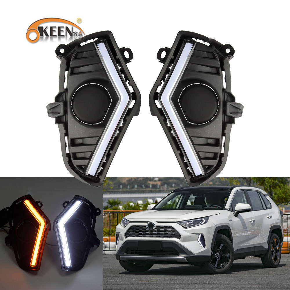 适用19-22年款丰田RAV4白黄双色日行灯专用高亮LED转向灯行车雾灯