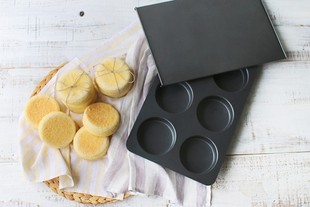 日本采购6连带盖英式玛芬汉堡包麦满分红豆饼不沾烘焙模具QC