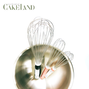 日本CakeLand不锈钢手动打蛋器蛋抽粉色手柄 21cm 24cm 30cm