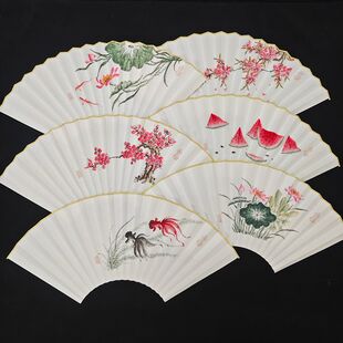 祥宝斋真人手绘扇面纯手工绘画苏工超薄扇面国风手绘竹子梅花桃花