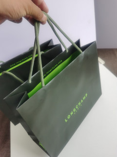 长冠礼品袋LONGCHAMP 配件龙骧包装袋子防尘油纸原单墨绿色手提袋
