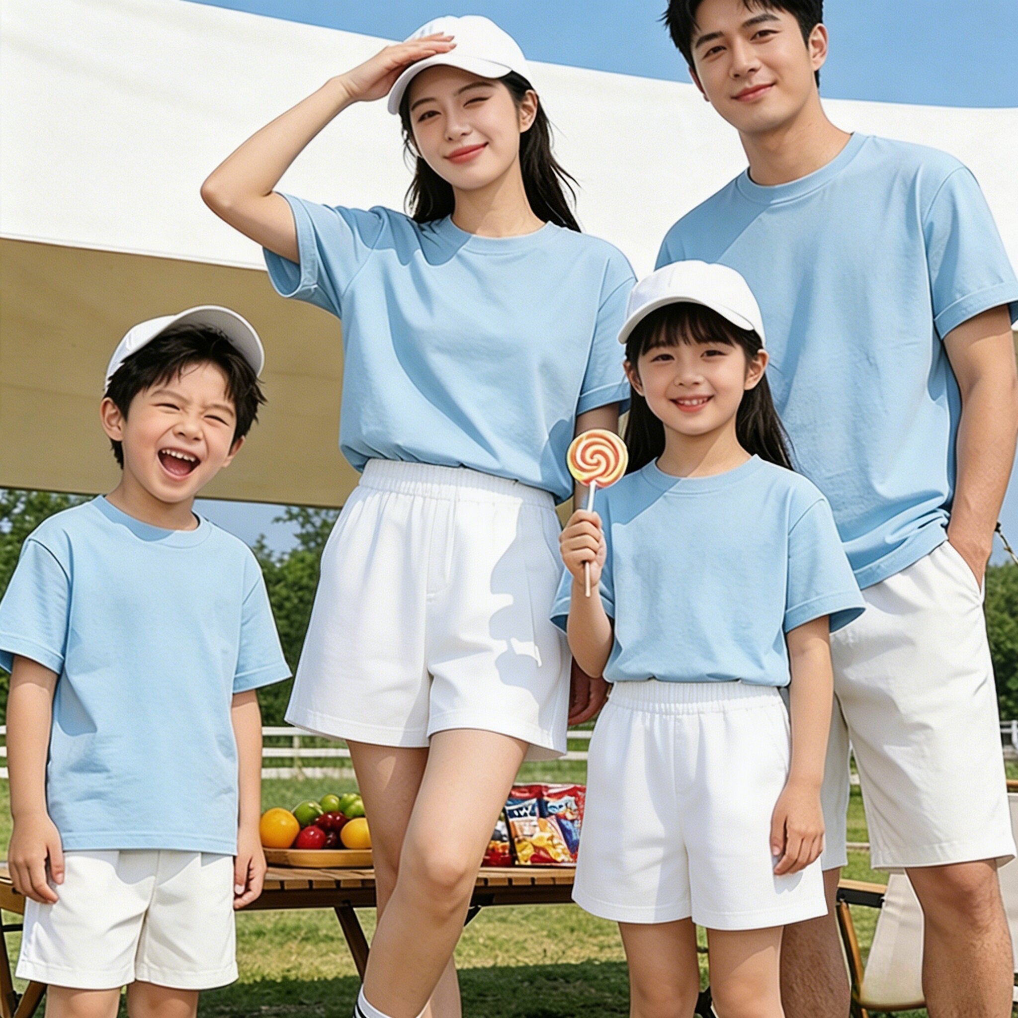 亲子装母女子儿童夏纯棉两件套短袖短裤套装男女童班服运动幼儿园