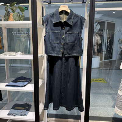 2025夏季时尚气质高级感衬衫女设计感显瘦半身裙牛仔套装连衣裙