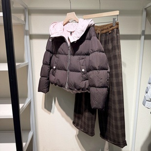 韩版宽松连帽短款羽绒服女保暖白鸭绒90白鸭绒百搭显瘦小个子外套