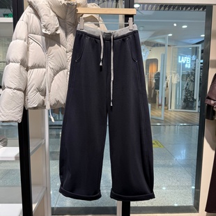 显瘦百搭绒裤 阔腿裤 2025冬季 加绒弯刀裤 裤 长裤 新款 子 松紧腰休闲裤