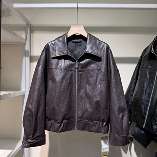 高级感简约气质保暖显瘦皮衣2025冬季蛋白皮PU皮羽绒服小个子外套