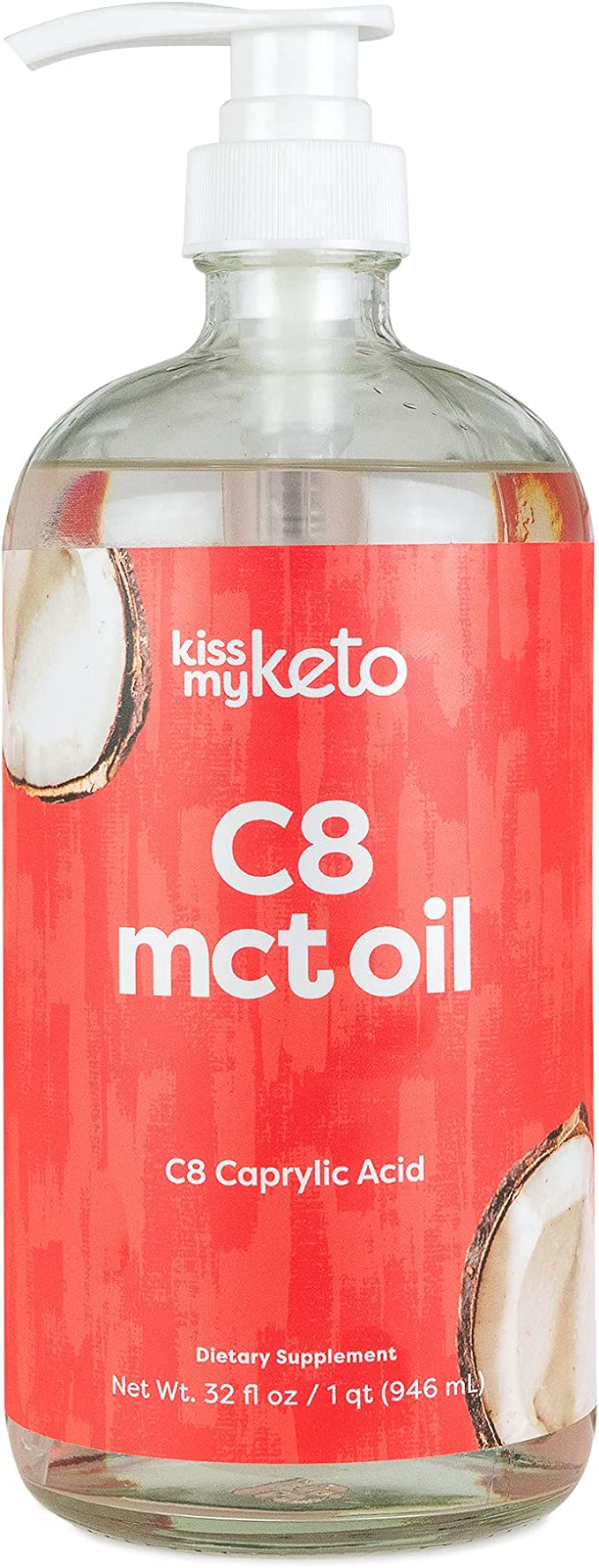 Kiss My Keto C8 MCT Oil - Pure MCT Oil C8 Brain Fuel, 32 oz
