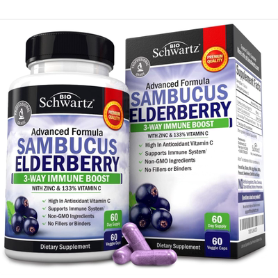 美国代购Elderberry Capsules with Zinc and Vitamin C for Adul