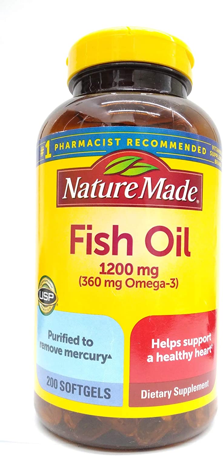 美国代购Nature Made Fish Oil 1200 Mg (360 Mg Omega-3) 200